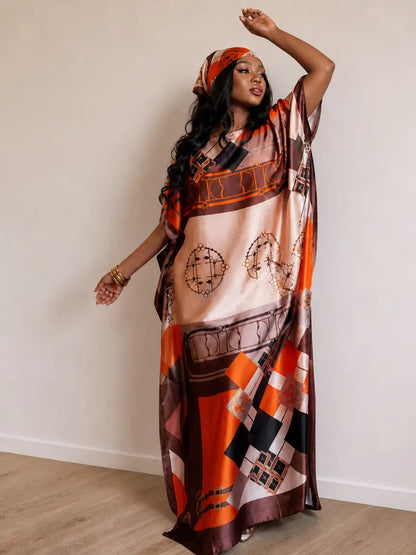 【Moomoo】Women'S Polyester Floral Print Moo Moo & Scarf Set - Lightweight Boho Casual Shawl Dress, Beach Vacation Outfit, Swimwear Pairing, All-Season Ladies Wear 06, Moo Moo for Women