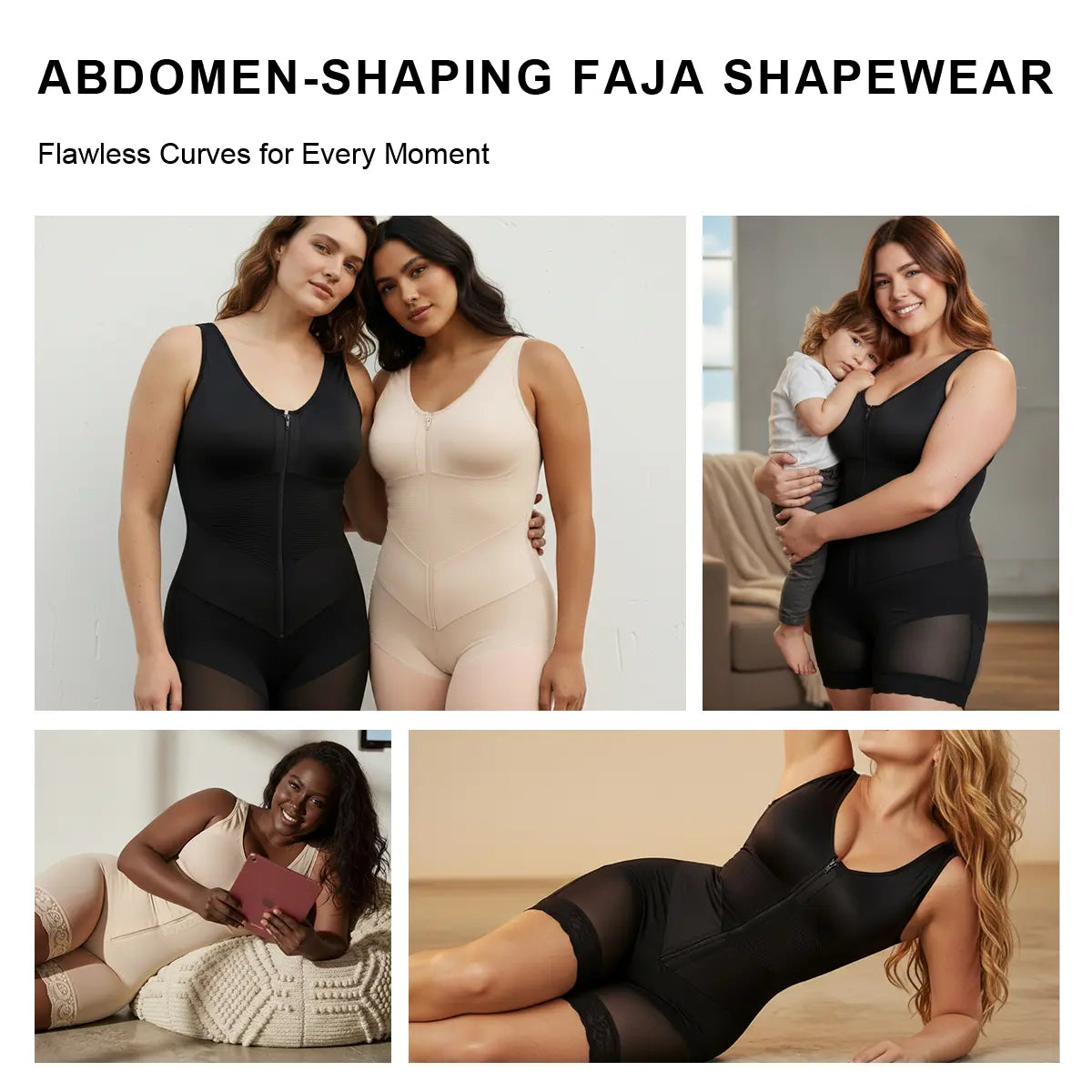 SHAPERX Sculpting Tummy Control Fajas Colombianas for Women Moldeadoras Shapewear with V-Shape Sculpting Elastic Band