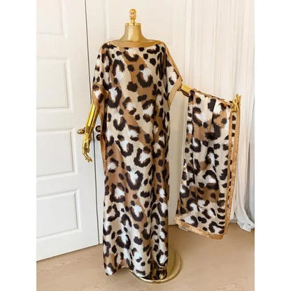 【Moomoo】Women'S Polyester Floral Print Moo Moo & Scarf Set - Lightweight Boho Casual Shawl Dress, Beach Vacation Outfit, Swimwear Pairing, All-Season Ladies Wear 06, Moo Moo for Women
