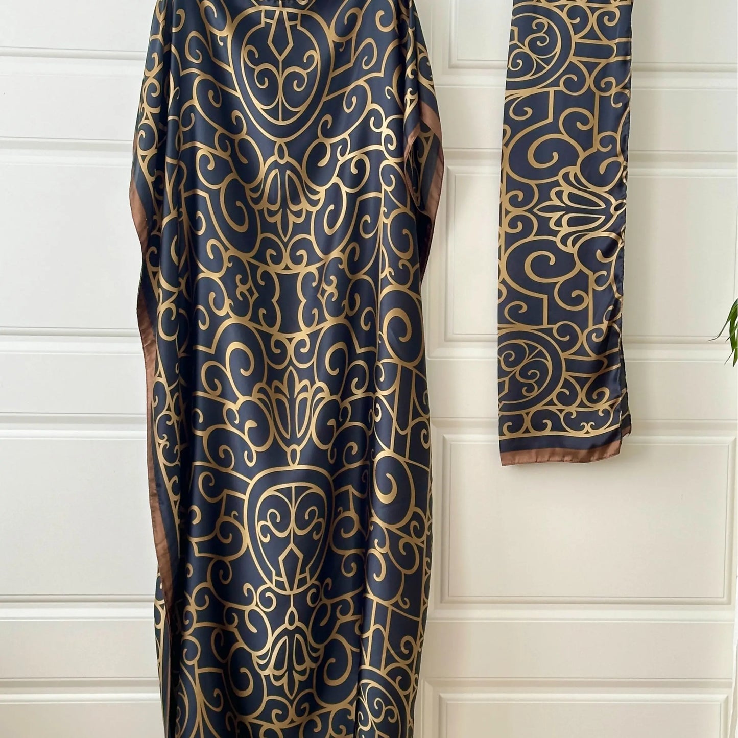 【Moomoo】Women'S Polyester Floral Print Moo Moo & Scarf Set - Lightweight Boho Casual Shawl Dress, Beach Vacation Outfit, Swimwear Pairing, All-Season Ladies Wear 06, Moo Moo for Women