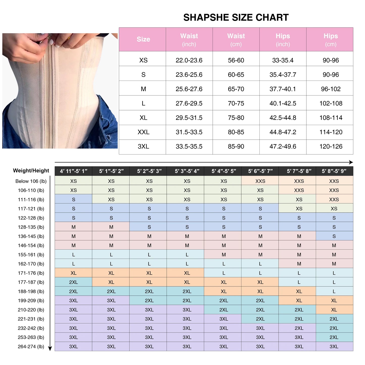SHAPSHE Waist Shapewear for Women Workout Shapewear with Zipper Hook