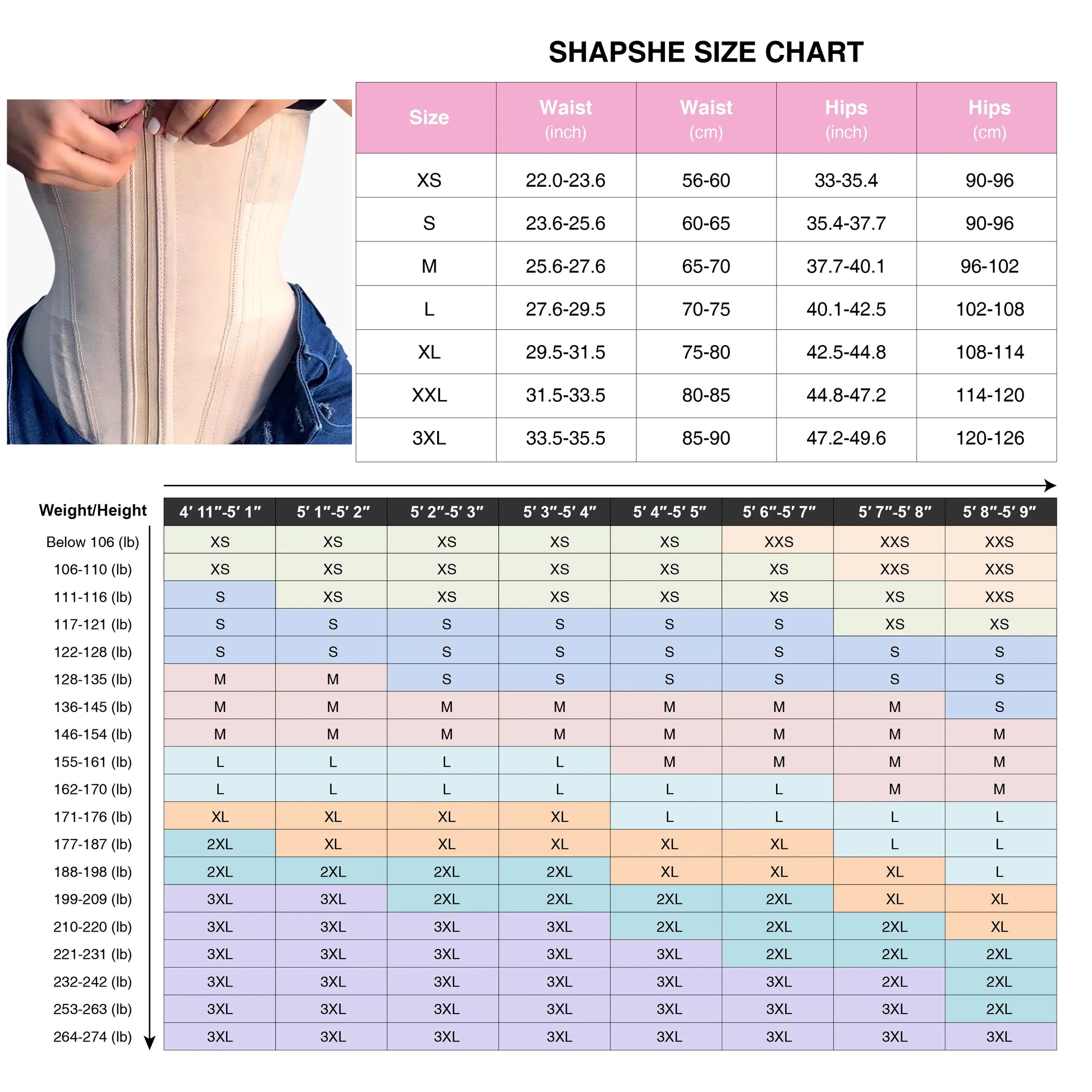 SHAPSHE Waist Shapewear for Women Workout Shapewear with Zipper Hook