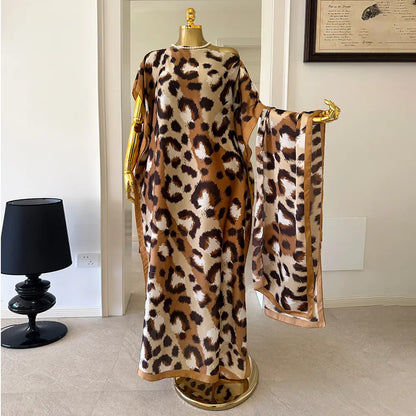 Moomoo Women'S 2 Piece Sets, Bohemian Peacock & Plants Satin Cape Robe with Scarf, plus Size Friendly Maxi Cover up for Resort, Hand Wash, Bathing Suit, Beach Wear, Bathing Suit Cover, Silky, Bikini Coverup, Moo Moo for Women, Stylish Women'S Wear